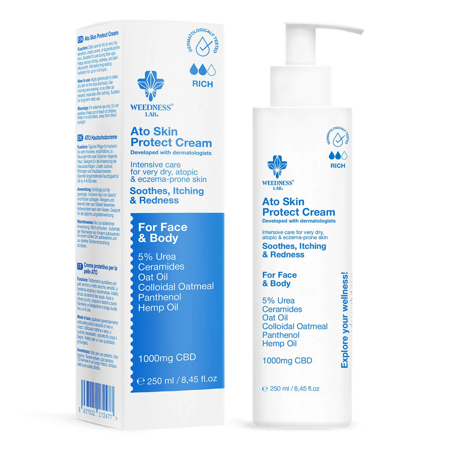 Krém Dry Skin Protect Eczema 1000mg CBD WEEDNESS