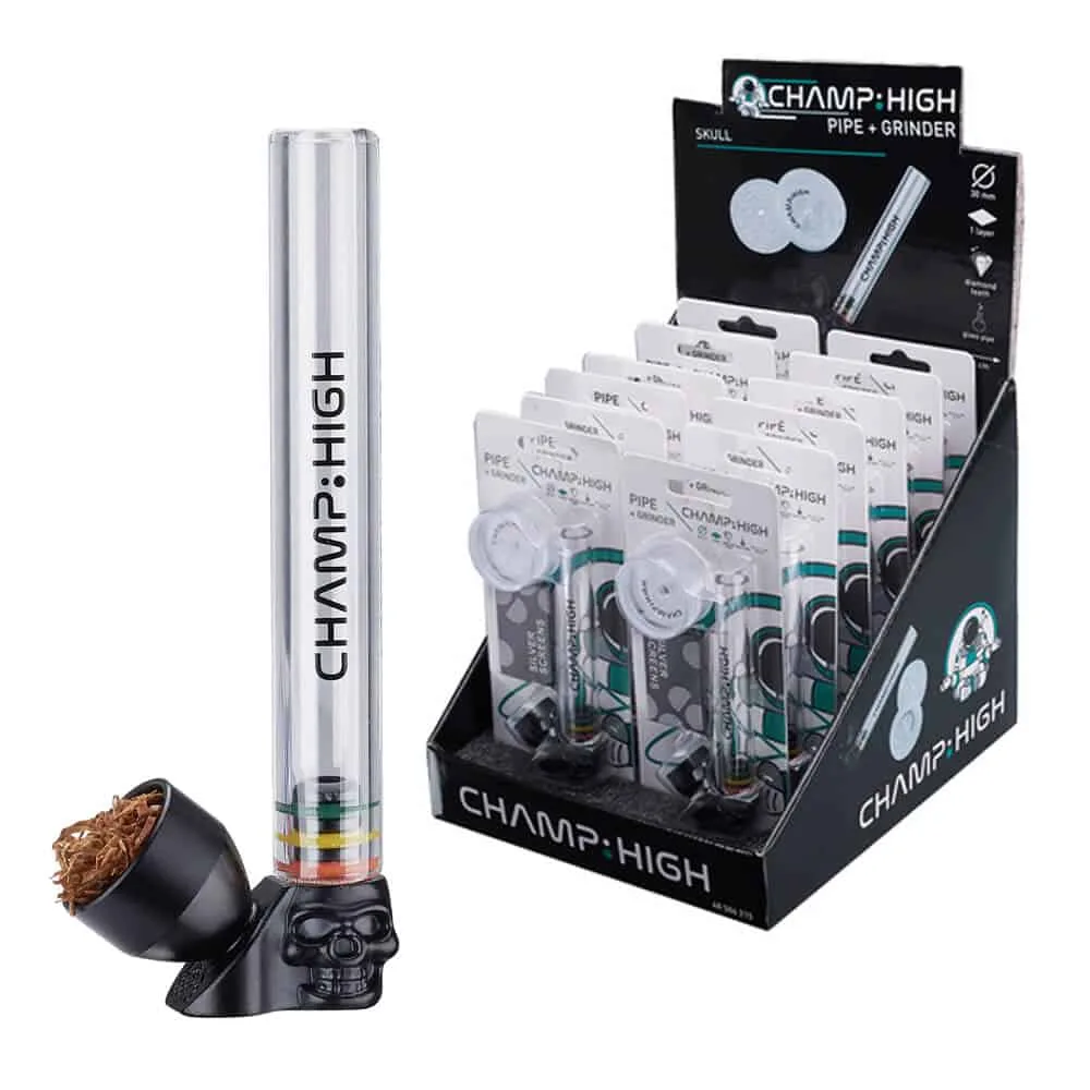 CHAMP HIGH sklenená fajka + Grinder