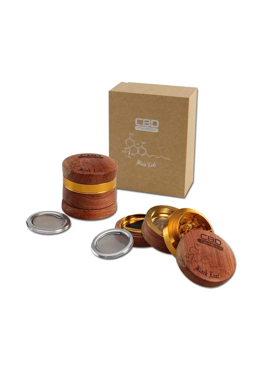 Drvička z hliníka a dreva s CBD motívom 4-dielna