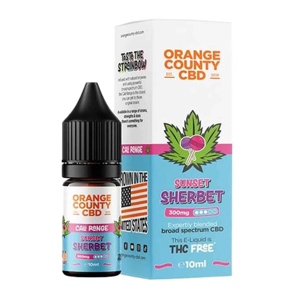 Orange County CBD liquid Sunset Sherbet Indica CALI